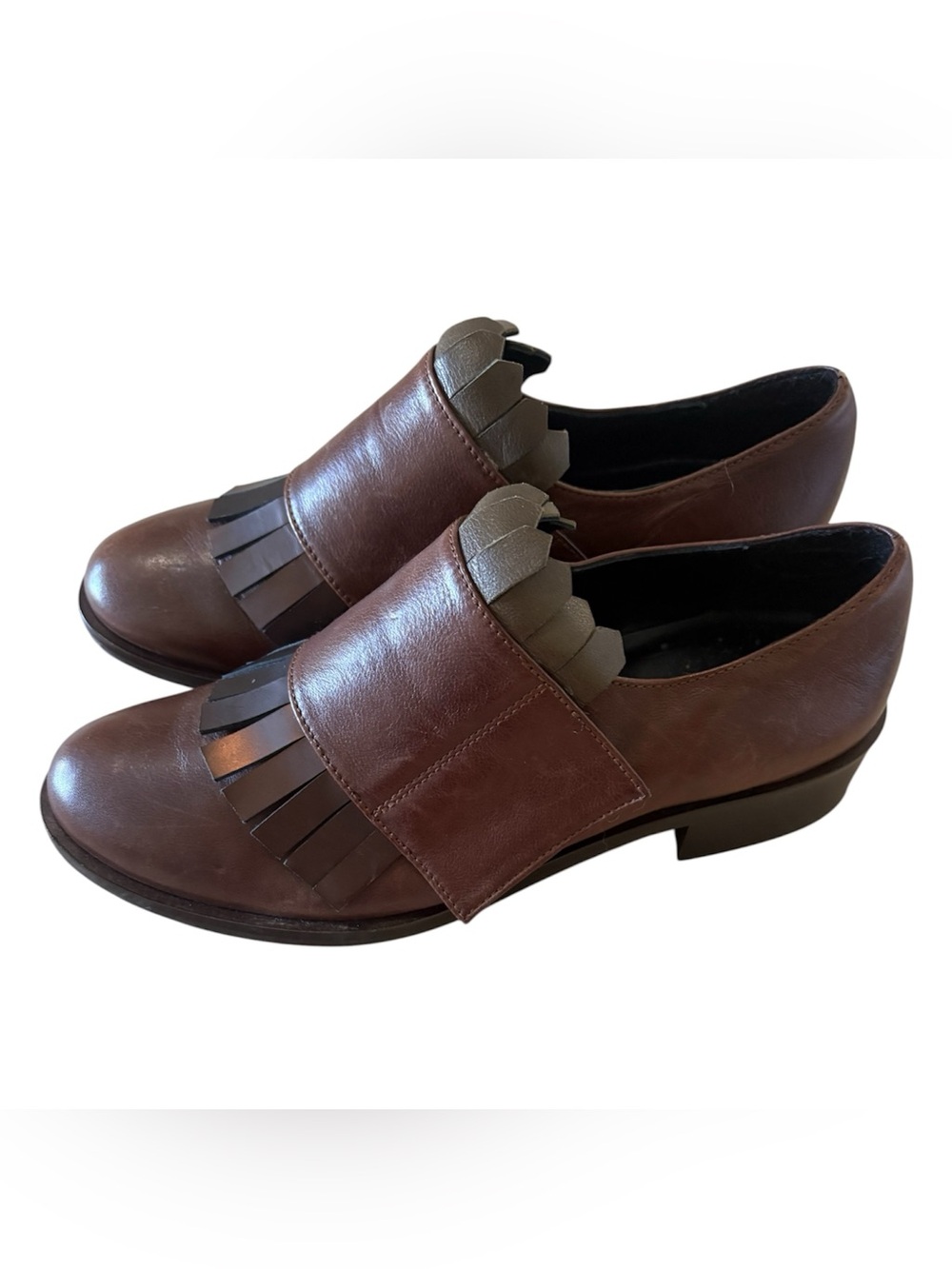 Gadea Made in Spain Brown Leather Kiltie Fringe Low Heel Loafers EU 37 US 6.5